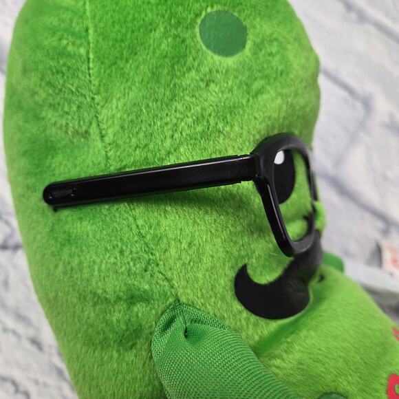 Fiesta Mr Pickle Plush 12 inch Green Mustache Eyeglasses - Picture 12 of 16